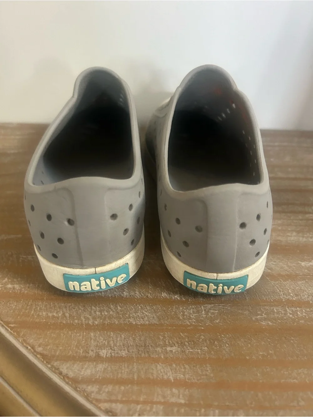 Native Slip-On Sneakers in Light Gray with White Toe Caps